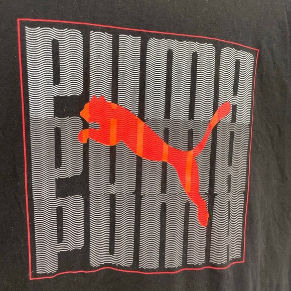 Puma Black T-Shirt Short Sleeve Graphic Print Casual Unisex Size XL - Picture 2 of 6